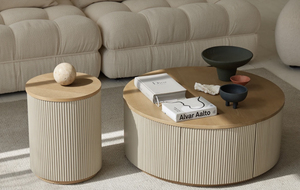 Table basse de salon moderne en bois naturel, design minimaliste, Vietnam, garantie 1 an, diamètre 80 x hauteur 40 cm - Product Image 2