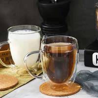 66 Tasses à café en verre modernes et élégantes pour thé et café, vaisselle avec cuillère, mugs à café 300 ml, verres à café