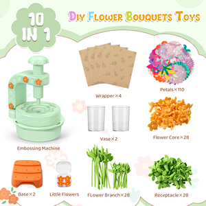 Juguete Educativo Interactivo DIY de Flores de Dibujos Animados, Ramo de Flores de Tela, Máquina de Flores, Herramienta Divertida para Presionar y Aprender - Product Image 2