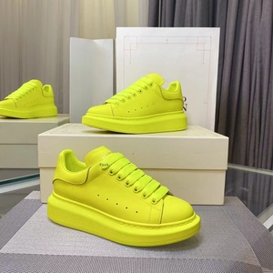 GS-400 nữ màu trắng thể thao giản dị Giày thể thao đế dày đế giày chạy bộ đế lưới ren-up k-phong cách da - Product Image 3