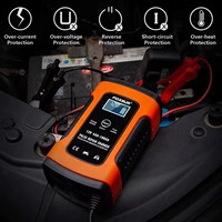 Chargeur de batterie intelligent FOXSUR 12V 5A pour moto et voiture, avec fonction de réparation par impulsions et écran LCD