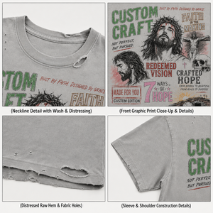 Camiseta OEM Boxy de Algodón Pesado 300GSM con Lavado Ácido, Oversize, Corta, con Pedrería, Estilo Urbano, Gráfica, para Hombre - Product Image 3