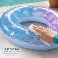 Bouée de natation gonflable en PVC avec paillettes et imprimé étoiles pour adultes, pour la plage, le lac et les jeux aquatiques en extérieur