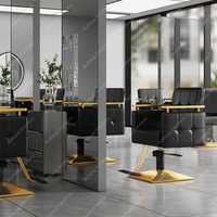 Salon de coiffure Meubles de salon de coiffure Durable Barbershop Marron Blanc Or Vert Gris Cheveux Lavage Chaise de barbier
