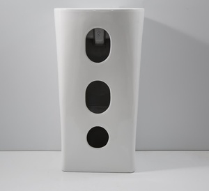 Lavabo <span class=keywords><strong>colonne</strong></span> autoportant moderne à bords arrondis en céramique blanc brillant pour <span class=keywords><strong>salle</strong></span> <span class=keywords><strong>de</strong></span> <span class=keywords><strong>bain</strong></span> – Grande réduction - Product Image 4