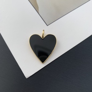 Ciondolo a Cuore Smaltato Nero BD-L5570 con Zirconi, Ciondoli a Forma di Animale: Orsetto, <span class=keywords><strong>Elefante</strong></span>, Tartaruga, <span class=keywords><strong>Farfalla</strong></span>, Ape, Uccello - Product Image 2
