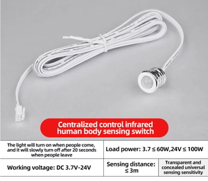 مفتاح استشعار ذكي للتعتيم باللمس DC5-24V/<span class=keywords><strong>12V</strong></span>، 5A 60W/120W، IP22، مادة ABS لإضاءة LED للخزائن - Product Image 4