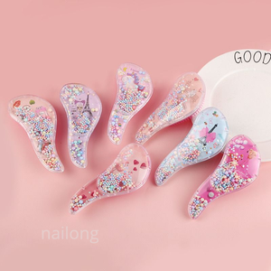 Brosse à cheveux pour petites filles avec confettis scintillants, démêloir doux à poils souples pour cheveux mouillés, ensemble de massage pour bébés et enfants, coiffure - Product Image 3