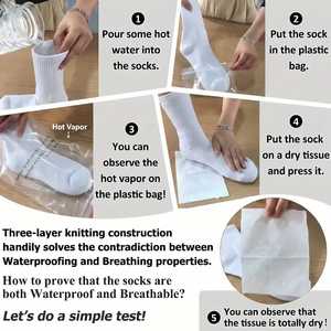 Chaussettes de Wudu blanches 100 % imperméables à membrane 3 couches pour la prière islamique, équipement technique moderne de randonnée en extérieur (type Khuffayn) - Product Image 4