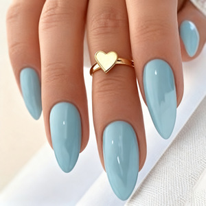 <span class=keywords><strong>Uñas</strong></span> Postizas <span class=keywords><strong>de</strong></span> Color Sólido al por Mayor, 24 Piezas, Material ABS, Estilo Francés Almendrado <span class=keywords><strong>de</strong></span> Longitud Media, para Uso Diario - Product Image 1