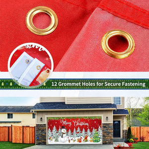 Bannière de Noël personnalisée pour porte de <span class=keywords><strong>garage</strong></span>, tapisserie décorative 7 x 16 pieds, en polyester écologique, pour affichage de cour de Noël - Product Image 4