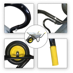 Brouette de chantier robuste WB6414F, capacité de charge 160 kg, roue pneumatique 4.00-8, plateau métallique thermolaqué, chariot utilitaire - Product Image 3