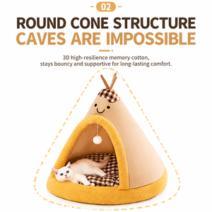 <span class=keywords><strong>Lit</strong></span> pour chat en forme de sapin de Noël, Tente <span class=keywords><strong>tipi</strong></span> à carreaux pour chien, Niche pour animal de compagnie mignonne en forme d'ours <span class=keywords><strong>avec</strong></span> garniture en sherpa, Fournisseur - Product Image 5