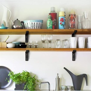 Iron Wall Triangular <b>Bracket</b> <b>Shelf</b>-Modern Simple <b>Black</b> Wall-Mounted Storage Rack with Strong & Easy Installation - Product Image 1