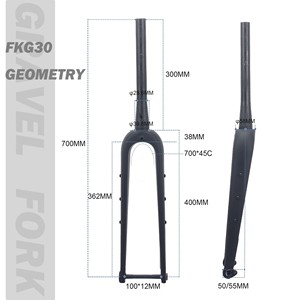 Horquilla de bicicleta de grava de fibra de carbono Winosports, disco 700C 50MM 55MM, horquilla de grava de carbono oculta externa negra mate intercambiable compensada - Product Image 2