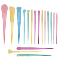 Ensemble de 17 pinceaux de maquillage colorés, manche en plastique, pinceaux de maquillage de haute qualité, pinceau à poudre pour le visage, pinceau à blush, ensemble de pinceaux de maquillage Real Technique