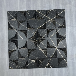 3D <span class=keywords><strong>PVC</strong></span> Tấm tường trang trí thả trần gạch keo lên Trần Bảng điều chỉnh vuông Matte Đen Marbling tường gạch cho Nội Thất Tường - Product Image 4