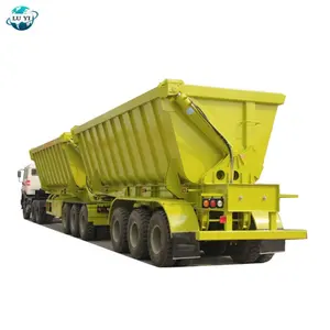 Hot Jual 4 As Roda 100 Ton Double Interlink Samping Dump Semi Trailer Hidrolik Tip 60 Meter Kubik untuk Dijual