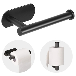 HF populaire autocollant sans ongles auto-adhésif <span class=keywords><strong>noir</strong></span> <span class=keywords><strong>mat</strong></span> étagère en tissu <span class=keywords><strong>porte</strong></span>-<span class=keywords><strong>rouleau</strong></span> de <span class=keywords><strong>papier</strong></span> <span class=keywords><strong>toilette</strong></span> en acier inoxydable - Product Image 2