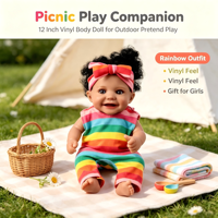 Poupée bébé réaliste en silicone de 12 pouces, complète avec des vêtements de poupée à la mode, des cheveux bouclés mignons, jeu d'imitation pour enfants, cadeau d'anniversaire