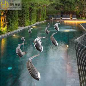 Escultura de Gota de Agua en Acero Inoxidable Jiahua, Espejo Decorativo de Metal para Montaje en Suelo, Arte Abstracto Geométrico para Exteriores - Product Image 1