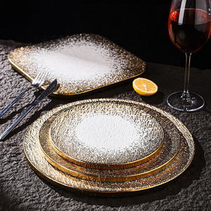 Set di <span class=keywords><strong>Piatti</strong></span> in Ceramica Opaca Dorata Rotondi e <span class=keywords><strong>Quadrati</strong></span> da 8, 10, 12 Pollici per Casa, Ristorante, Hotel - Product Image 1