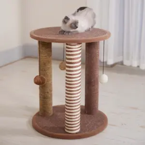 Pet Toy Sisal Cat Scratching Post Cat Kitten Climbing Post Jumping Tower Toy With Ball Cat Scraper Carton Package Sustainable