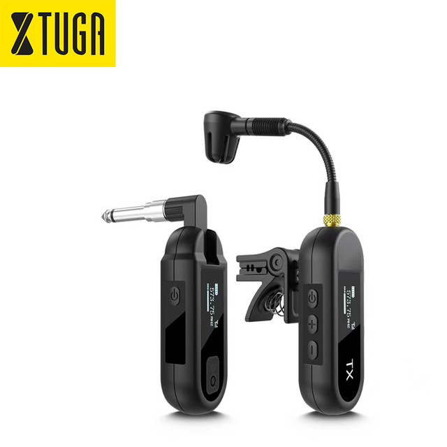 XTUGA M-03 Wireless Lavalier Saxophone Microphone with Receiver Cordless Clip 20 Channels 30M Range Lightweight Portable UHF Mic