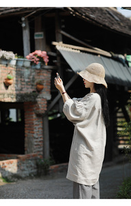 Cardigan mi-long décontracté style <span class=keywords><strong>littéraire</strong></span> et artistique, coupe ample, anti-âge, pour le printemps et l'automne - Product Image 5
