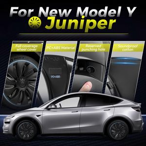 Enjoliveurs de <span class=keywords><strong>roue</strong></span> noirs mats en ABS de 19 pouces, 4 pièces, protection de jantes, enjoliveurs de remplacement pour Tesla Model Y Juniper 2025 2026 - Product Image 3