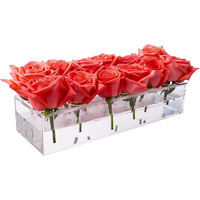 Présentoir rectangulaire en acrylique transparent personnalisé pour fleurs, design élégant et luxueux, lavable, sérigraphie/gravure