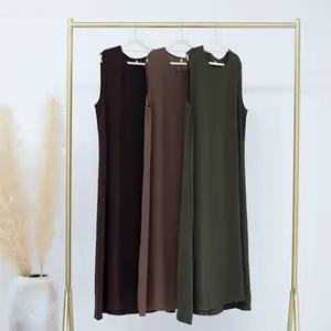 Yibaoli Manufacturer Well Made 11 colors crinkle fabric abaya under dress inner slip dress abaya