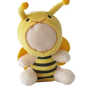 D524 Bumble Bee Mini Mainan Mewah 3D Wajah Boneka Plush Boneka Kartun Hewan Lucu Hadiah Mainan 3D Wajah Plush Boneka