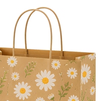 Sacs en papier kraft à motif floral Daisy, sacs de courses, lot de 24 pièces, emballage personnalisé pour les fêtes et la vente au détail