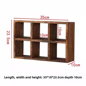 Scaffale a griglia in legno massello Art déco a un solo livello a parete ripiano multifunzione ripiano per soggiorno bagno decorativo - Product Image 6