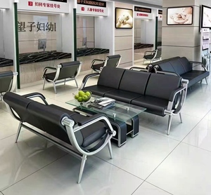 Banc triple en acier inoxydable, chaise d'attente pour hôpital, canapé de salle d'attente pour clinique, banc public multi-places encastré - Product Image 1