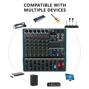 Professional TK6 Professional Audio Digital Mixer Mixing Console DJ Sound USB Recorder Music Record Mixer