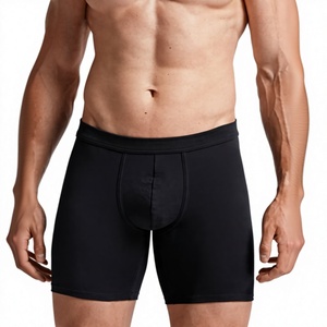 Manufacturer Men's Cotton Knitted Eco-Friendly Long Leg <b>Underwear</b> Anti-Chafe Breathable Boxer Briefs 3D Pouch Waist Custom OEM - Product Image 6