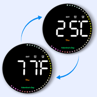 7 COULEUR 10 "LED Mode Horloge Murale Fahrenheit ou Celsius pour Salon et Chambre