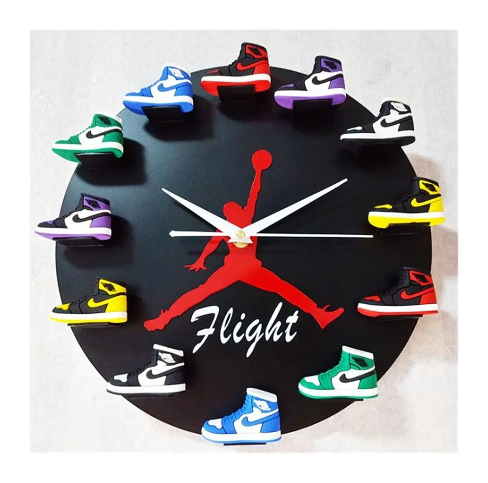Orologio da basket creativo da 12 pollici 3d modello di scarpa decorazione soggiorno orologio da parete in legno