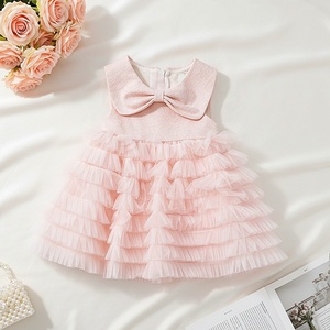 <span class=keywords><strong>Robe</strong></span> pour fille en <span class=keywords><strong>tulle</strong></span> rose à volants avec un grand nœud, sans manches, pour fête d'anniversaire, cérémonie de mariage - Product Image 3