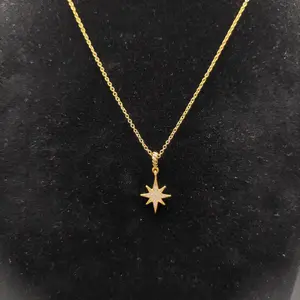 Nordstern Amulet-Halsband Messing mit Diamanten