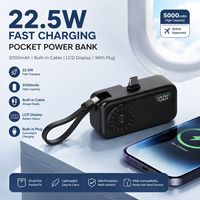 Nouvelle batterie externe magnétique sans fil 5000 mAh 2026 avec câble et prise intégrés, charge rapide 22,5 W, mini chargeur portable de poche