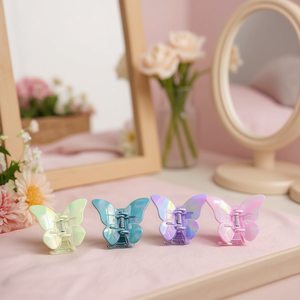 Fermaglio per capelli a forma di farfalla lucido con effetto laser da 7,5 cm per donne e ragazze - Product Image 2