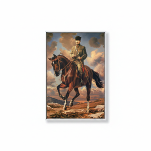 Elegant Printed <b>Canvas</b>: Ataturk Riding Horse Art for Home Decor,WHITE <b>FRAMED</b> <b>CANVAS</b> - Product Image 2