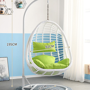 Grande Sedia a Uovo Sospesa con Supporto, Sedia a Dondolo a Uovo per <span class=keywords><strong>Esterni</strong></span> e Interni, <span class=keywords><strong>Amaca</strong></span> in Rattan PE Rosa con Cuscino Comfort Rosa per <span class=keywords><strong>Esterni</strong></span> - Product Image 4