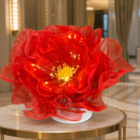 Fleur de pavot géante en papier avec éclairage LED rouge, fleur artificielle pour la décoration d'événements de mariage, fourniture de présentoirs floraux commerciaux