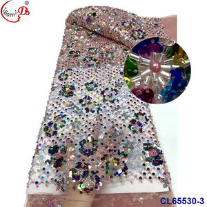 RTS Offre Spéciale lisami mariage 3d fleur avec haricots de luxe grande taille séquence dentelle tissu - Product Image 5