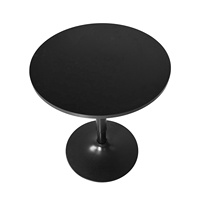 Table de bar à cocktails réglable en hauteur et peu encombrante avec plateau rond en MDF, table de bistrot avec base pivotante noire