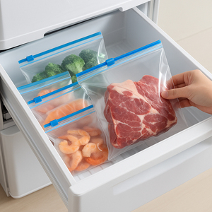 <span class=keywords><strong>Sac</strong></span> en plastique écologique avec fermeture éclair coulissante, emballage de stockage spécial pour la <span class=keywords><strong>congélation</strong></span>, compostable avec joint sécurisé - Product Image 3
